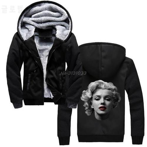 Marilyn Monroe Men Hoodie Hip Hop Men Winter Thicken Keep Warm Sweatshirt Hooded Jacket Streetwear Harajuku