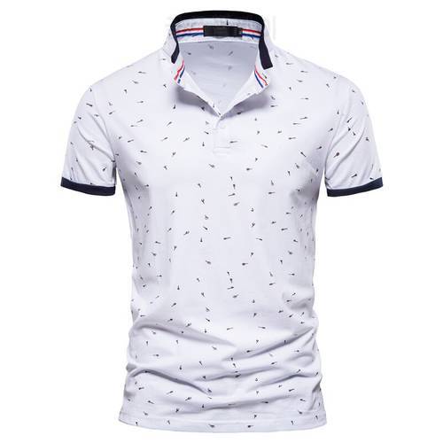 AIOPESON Casual Printed Polo Shirts Men Slim Fit Stand Collar Cotton Men&39s T-Shirt New Summer High Quality Classic Men Clothing