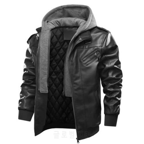 Mens Leather Jacket Men&39s Coat Hooded PU Leather Jacket High Quality Motorcycle Coat Male EU size