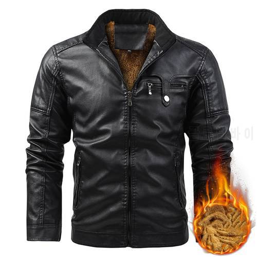 Casual Design 2023 For Style Winter Leather Jacket Men&39S PU Faux Black Brown Classic Vintage Plus Velvet Thick Warm Suede Coat