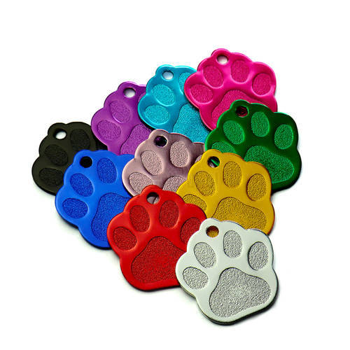 20pcs Paw Shape 2 Sides Tag pet dogs and cats ID Cat Puppy Name Phone No. of Pet accessories aluminum products decor ID Tags