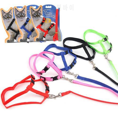 Nylon Soft Cat Harness Leash Pet Vest Harness Traction Belt Adjustable Pet Chest Collar Lead Rope Leash For Cat Dog Accessories