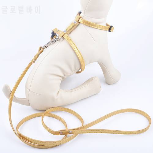 Cat Harness And Leash Adjustable Pu Leather Pet Traction Cat Kitten HCollar Cats Products For Pet Harness Belt 12Colors