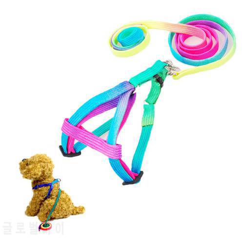 Adjustable Cat Pet Collar Harness Leash Set For Cats Dog Small Pets Breakaway Rainbow Nylon Rabbit Dogs Leash Katten Halsband