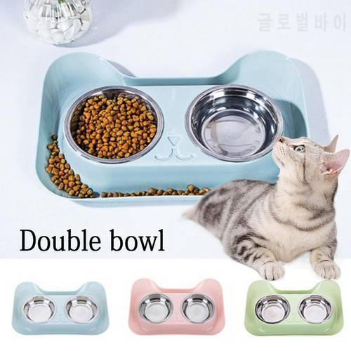 Double Stainless Steel Pet Bowls Travel Food Bowls For Cats Dogs Pink Outdoor Drinking Water Pet Dog Dish Feeder Tableware