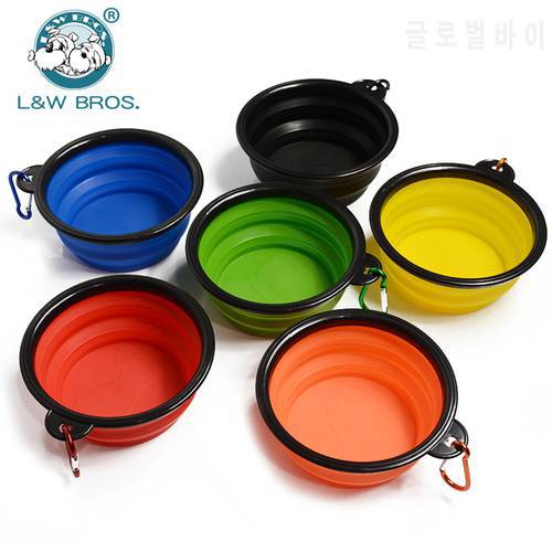 Foldable Silicone Dog Bowl With Hang buckle Water Bowl For Dog Travel Collapsible Puppy Feeding Dishes Dog Food Container
