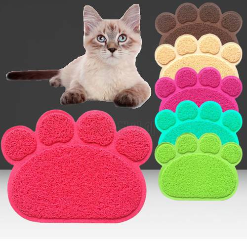 Paw Shape Breathable Pet Dog Cat Litter Mat Cat Bowl Mat Dog Pet Water Feeding Food Dish Tray Mat for Cat Litter Box Great