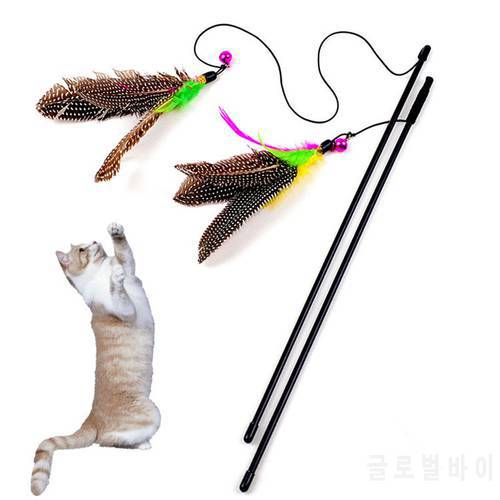 1 pcs Colorful Multi Pet Cat Toys Cute Design Bird Feather Teaser Wand Plastic Pet Toys Products For Cat Toy