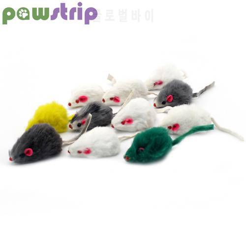 pawstrip 5Pcs/lot Fur False Mouse Cat Toy Feather Rainbow Ball Toys for Cats Funny Playing Toy Kitten Colorful Plush Rat Toy
