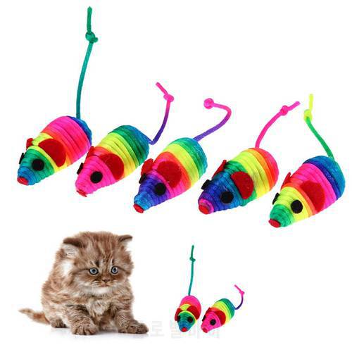 5Pcs Cat Toys Mouse Feather Fleece False Mouse 10cm Funny Playing Toys For Cats Kitten Puzzle Plush Bite Funny Playing Toy