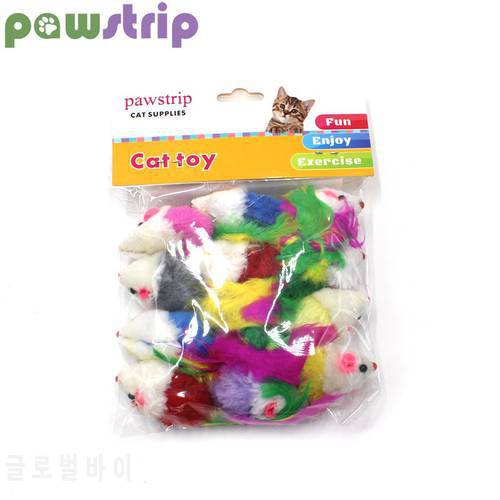 pawstrip 12Pcs/pack Soft Fleece False Mouse Cat Toy Colorful Feather Funny Cat Toys for Kitten Interactive Toys Cat Supplies