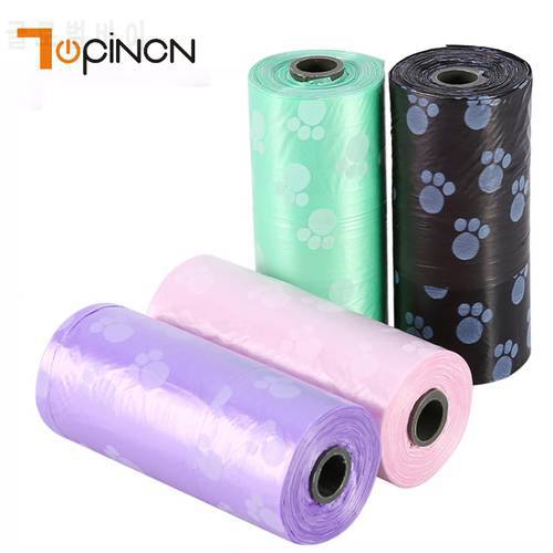 5 Rolls Paw Printing Dog Poop Bag 75Pcs Bags/ Roll Large Cat Waste Bags Doggie Outdoor Home Clean Refill Garbage Bag