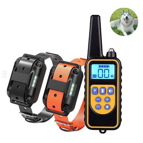 Electric Dog Training Collar 800m Pet Remote Control Waterproof Rechargeable with LCD Display for All Size Shock Vibration Sound