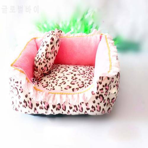 Korea Style Princess Dog Cat Bed Pink Leopard Pet House Sleeping Bag Dog Bed With Pillow Puppy Cushion Kennel Sofa Cama Perro