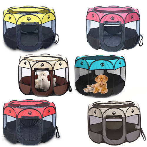 Pet Carrier Tent Portable Folding Dog House Playpen Cage Dog Easy Operation Octagon Fence Breathable Cat Tent 90x90x60cm