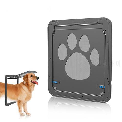 4-Way Lockable Plastic Pet Big Dog Cat Door Screen Window Safety Flap Gates Pet Items Tunnel Dog Fence Free Access Door for Home