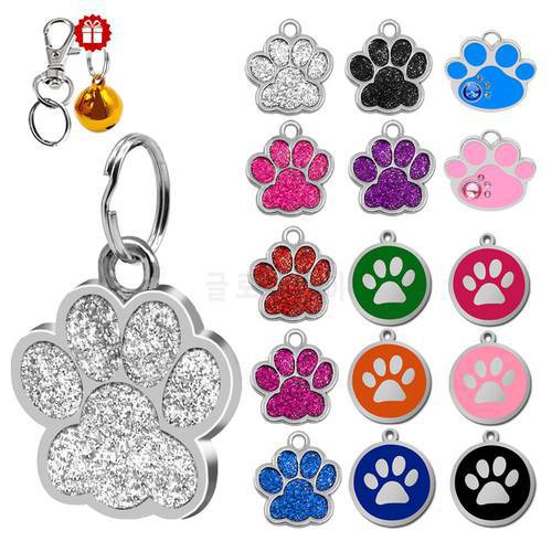 Personalized Dog Tags Free Engraved Cat ID Tag Round Bone Paw Shape Customized Cat Kitten Tag Dog Accessories For French Bulldog