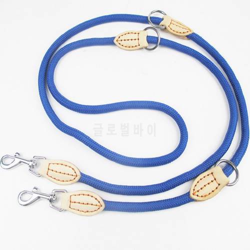 Multifunction two dog Leashes Nylon Double Leash P chain Collar Adjustable Long Short Dog Training Leads Tied dog rope
