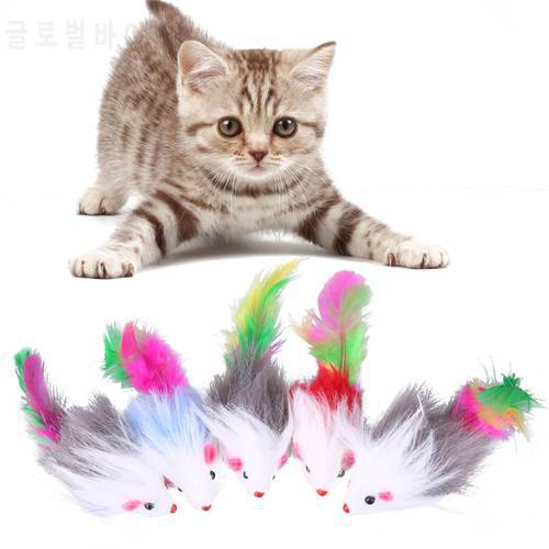 5pcs/set cat toy Soft Colorful Plush Cat Toys Mouse Fleece False Funny Cats Playing Toys For Cat Kitten Pet Products