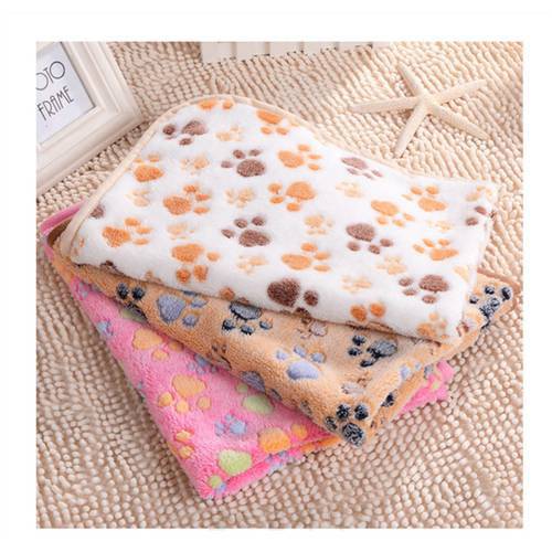 3 Color 40x60cm 76x52cm Cute Floral Pet Dog Sleep Warm Paw Print Towel Cat Puppy Fleece Soft Blanket Beds Mat