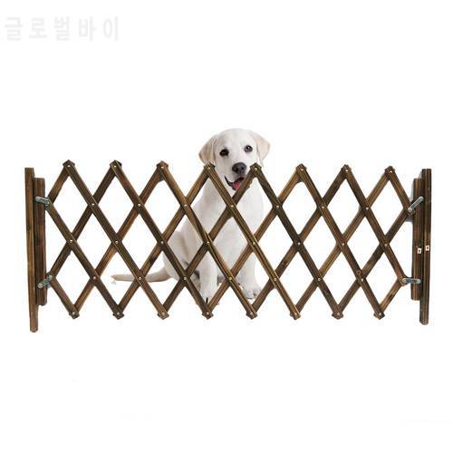 Carbonized Pet Gate Dog Fence Retractable Folding Cat Pet Dog Barrier Wooden Safety Gate Expanding Swing Puppy Stretchable Fence