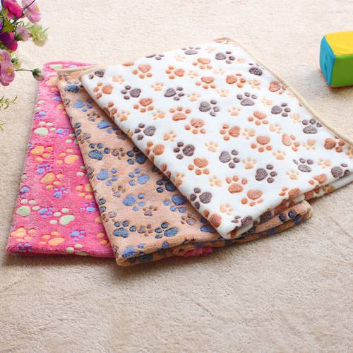 New Cute Dog Bed Mats Pets Soft Warm Fleece Paw Print Design Pet Puppy Dog Cat Mat Pet Soft Blanket Sleeping Beds Cover