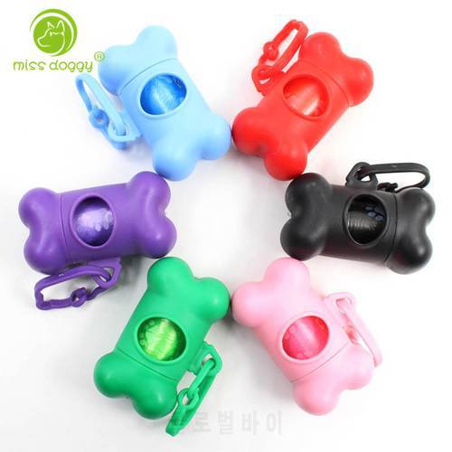 1PC Bone Shape Dog Poop Dispenser Box Case and 1 Roll Printed Pet Waste Bags Pooper Scooper Dog Bags Pet Products Eco-Friendly