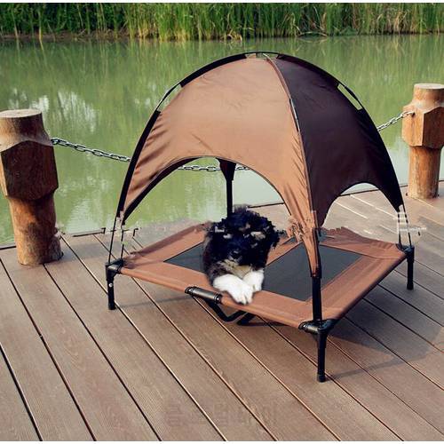 wahsable outdoor raised large dog beds with tent strong durable pet beds tents portable Oxford fabric steel pipe kneel