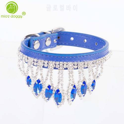 Lovely Bling Crystal Rhinestone Pet Dog Collars for Small Dogs Luxury Princess Wedding High Quality PU Leather Necklace 20A