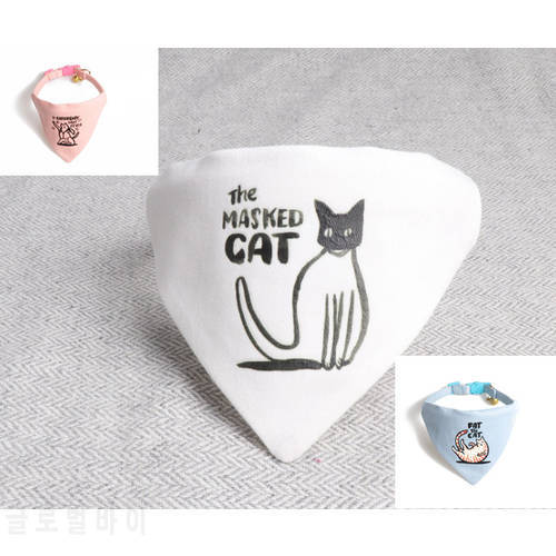 Usd2.5/pc pet cat collar puppy scarf hand-made white blue pink cat face safety breakaway buckle with bell 10pcs/lot