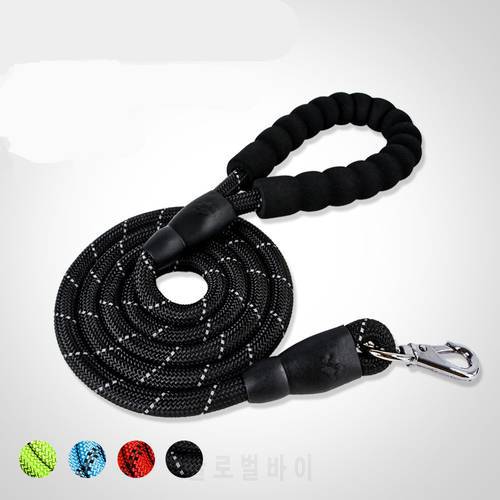 2022 Strong Dog Leashes Thick Nylon Reflective Large Size Dogs Outdoor Walking Traction Basic Leads Soft Handle Big Pet Products