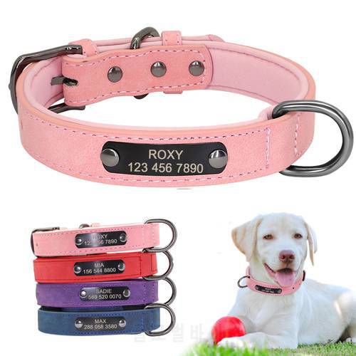 Personalized Dog Collar Custom Engraved Dog Tag Collar Leather Pet Puppy Cat ID Tags Collars For Small Medium Large Dogs Pitbull