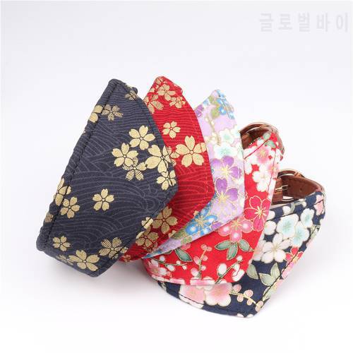 Fashion Pets Cats/Dogs Necklace Bibs Collar Soft Leather Puppy Cat Bow Tie Printing Floral Small Dog Collar Bandana Pet Scarf