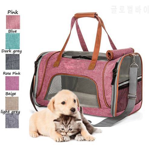 Dog Carrier Portable Pet Backpack Airline Approved Soft Sided Breathable Cat Carrier Outdoor Travel Bag Fleece Mat Pets Handbags