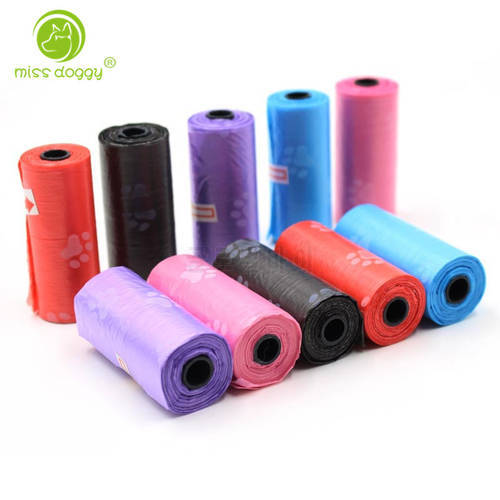 Hot Sale 10Roll=150PCS Mixed Colors Earth Friendly Dog Waste Bags Degradable Clean up Picking Poop Bags With Printing Doggy Bag
