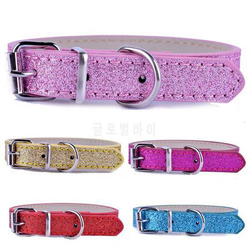 Cheap Pu Leather Pet Dog Cat Collars Adjustable Buckle Collar For Small Dogs Pink Red Gold Blue Colors Puppy Pet Supplies
