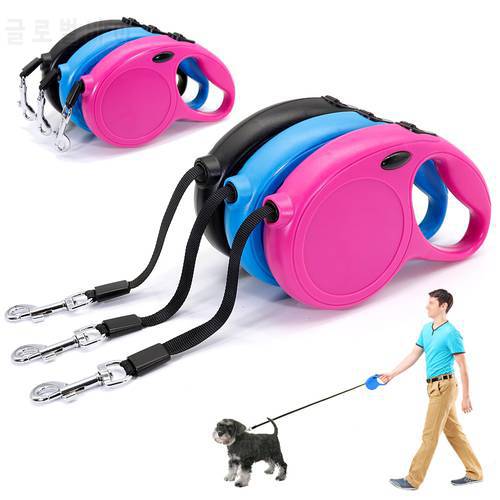 5M Retractable Dog Leash Durable Nylon Dogs Leashes Austomatic Rope Extending Pet Leads for Small Medium Large Dogs Walking
