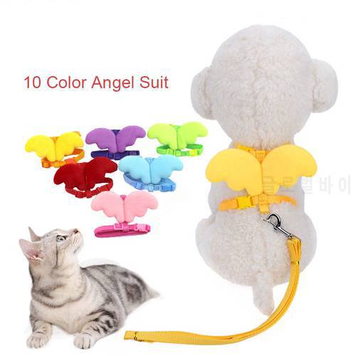 Cute Angel Pet Cat Harness and Leash Set for Small Dogs Cat Kitten 10 Color Leads Leashes Adjuestable Collars Pet Accessories