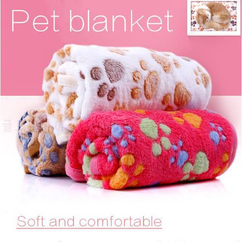 3 Colors 40x60cm 75x50cm Cute Floral Pet Sleep Warm Paw Print towl Dog Cat Puppy Fleece Soft Dog Blanket Pet Dog Beds Mat