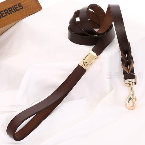 100% Genuine Leather Dog Leash 1.2/2.0cm 120cm Real Leather Pet Leads Training Leash for Small Medium Large Dogs Pet Products