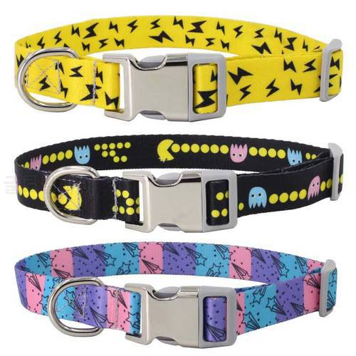 Pet Dog Collars Adjustable Soft Nylon Small Dogs Collar for Pet Accessories with Buckle Printed Collar Supplies 1.5/2.0/2.5cm