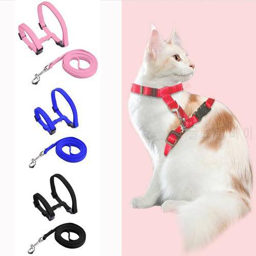 Dog Cat Collar Harness Leash Set Adjustable Nylon Traction Harnesses for Cat Kitten Puppy Collar with Bell HPet Supplies