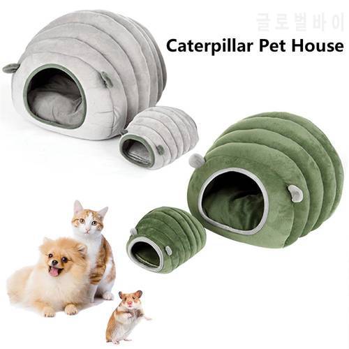 New Pet Cat House Dog Bed Caterpillar Kennel Hamster Cotton Soft Bed Puppy Cave Warm Sleeping Bed Winter Closed Pet Nest