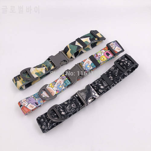 300 pcs/lot Personalized Custom ID Name Nylon Pet Dog Collar Metal Buckle Adjustable Engraved Puppy Cat Collars For Large Dogs