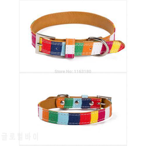 600pcs/lot Colorful Rainbow Pet Dog collar Designer Collar PU Leather for big small dog collar Pet Product Free Shipping