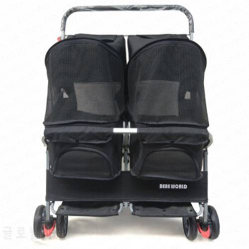 Two-seat Pet Stroller Double Sleeping Bed Car Ultra-light Folding Removable Washable Cat Dog Widening Care Out Pet Car
