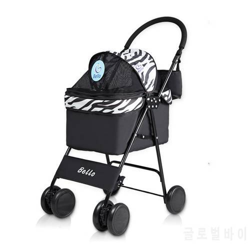 H1 Lightweight Folding Pet Stroller Dog Cat Teddy Delicate Four-wheeled Car Travel Supplies Bags for Small s