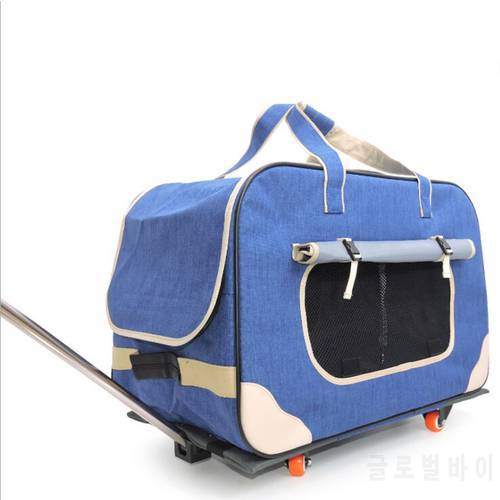 H1 Pet Trolley Folding Four-wheeled Dog Box Cat Breathable Closed Lever Panoramic Skylight Super Bags
