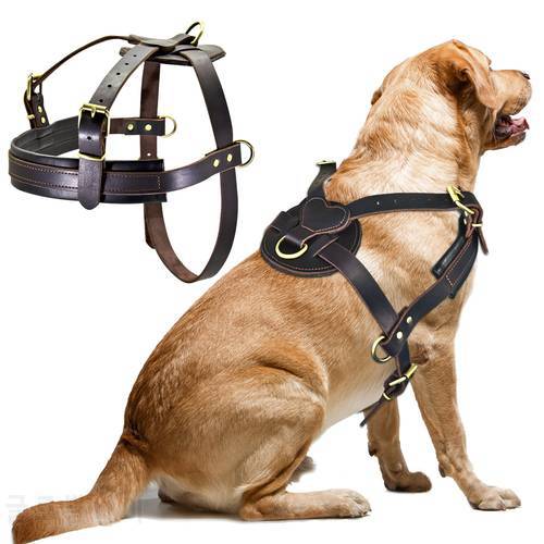 Soft Leather Big Dog Harness For Medium Large Dogs Pitbull Adjustable Pet Harness Vest Bulldog Husky Rottweiler Harnesses