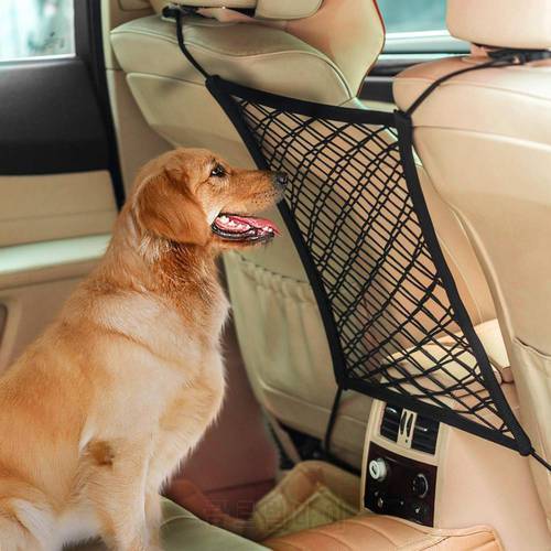 Car Dog Barrier Auto Seat Net Organizer Universal Stretchy Car Seat Storage Mesh & Mesh Cargo Net Hook Pouch Holder Disturbing